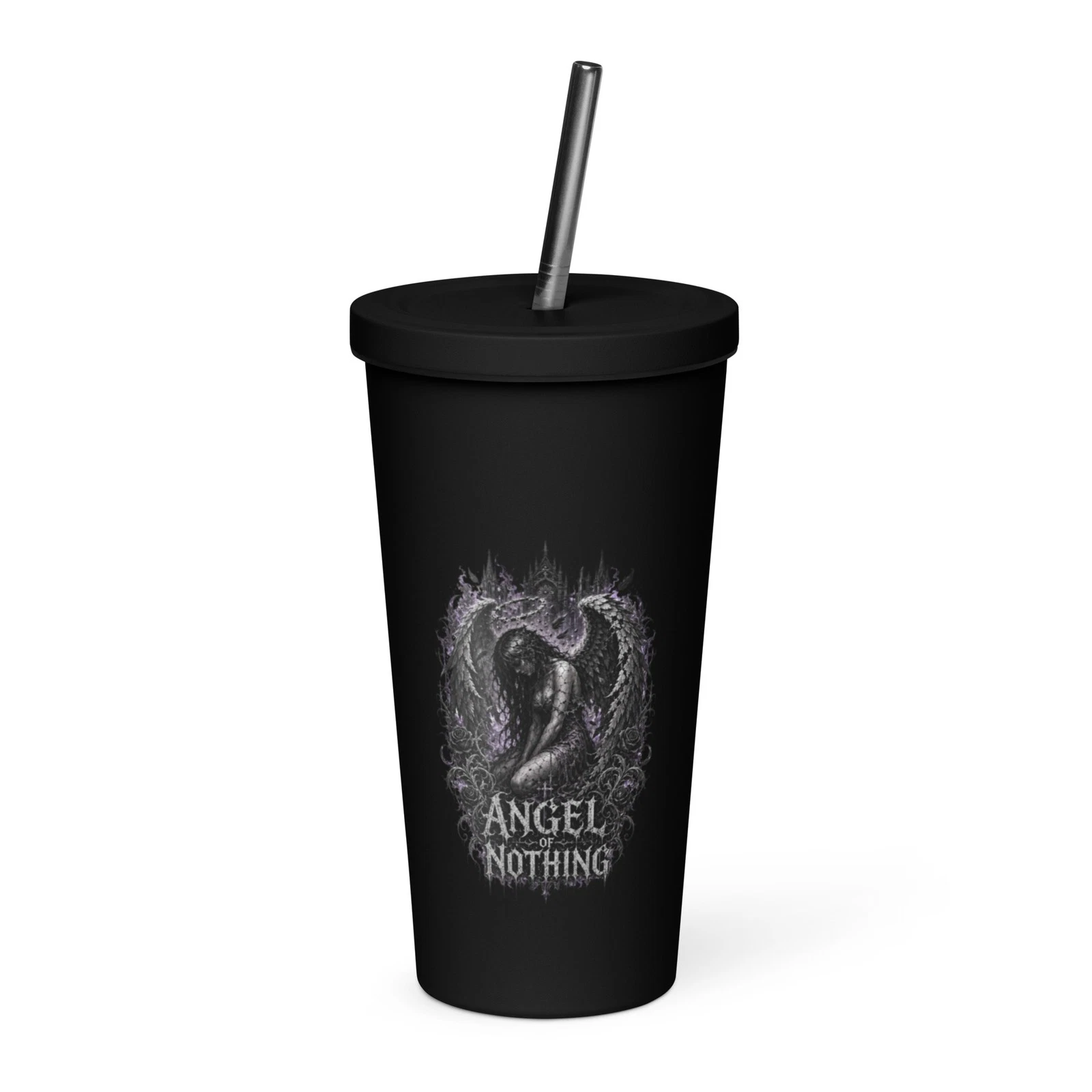 Sick Satisfaction - ANGEL OF NOTHING – Dark Gothic Insulated Tumbler with Straw