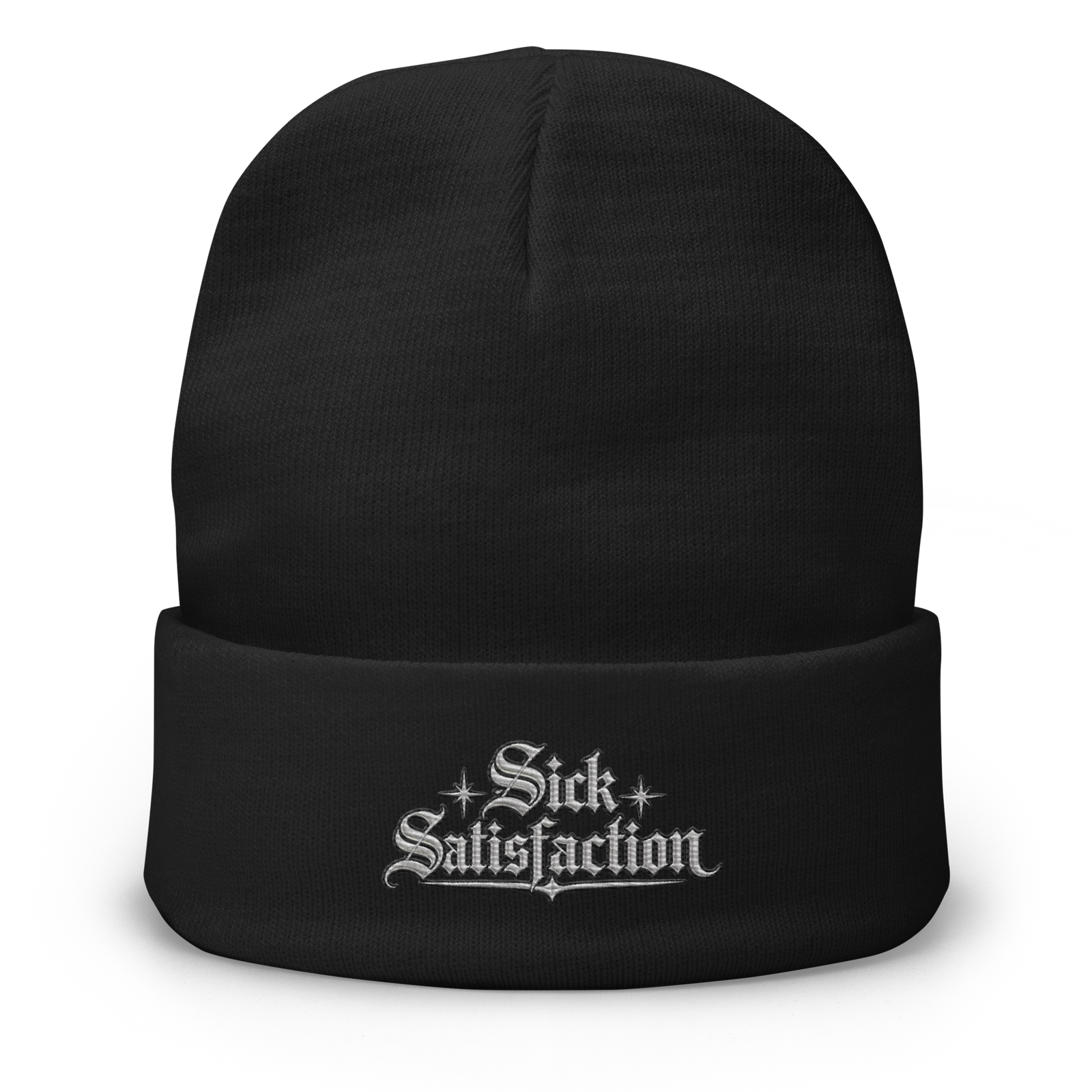 Sick Satisfaction Gothic Logo Embroidered Knit Beanie