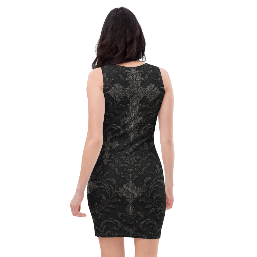 Sick Satisfaction Gothic Cathedral Cross Bodycon Dress - Image 4
