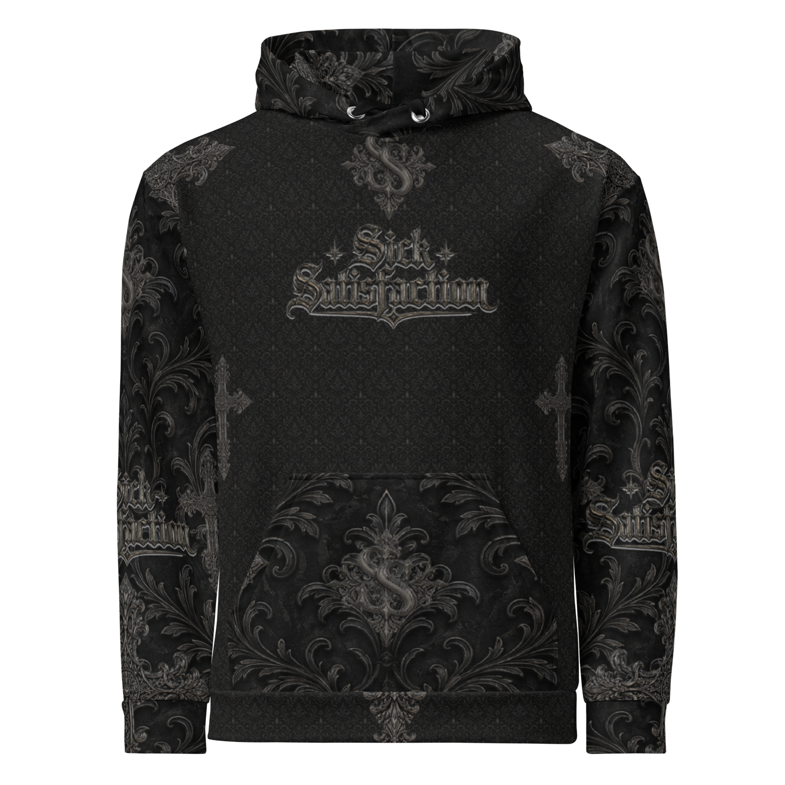 Sick Satisfaction Gothic Cathedral Cross All-Over Print Unisex Hoodie - Image 3