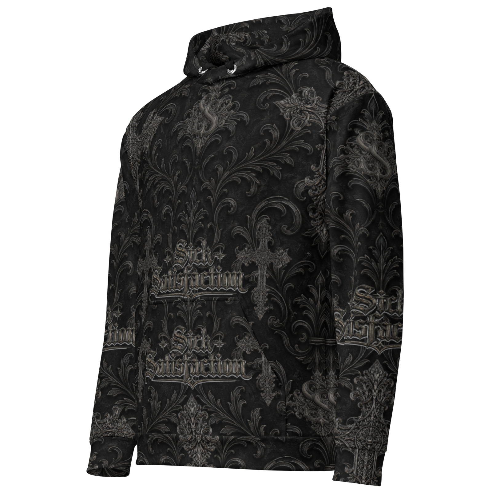 Sick Satisfaction Gothic Cathedral Cross All-Over Print Unisex Hoodie - Image 3