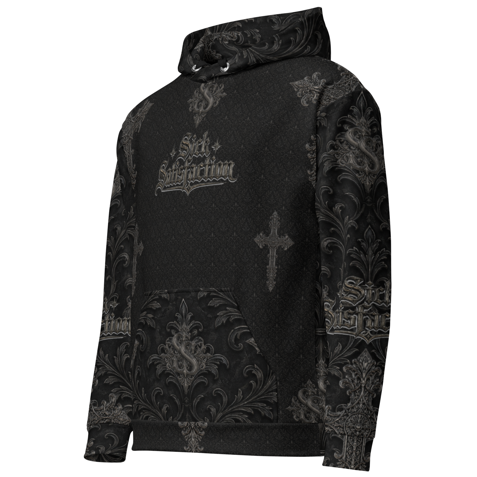 Sick Satisfaction Gothic Cathedral Cross All-Over Print Unisex Hoodie - Image 4