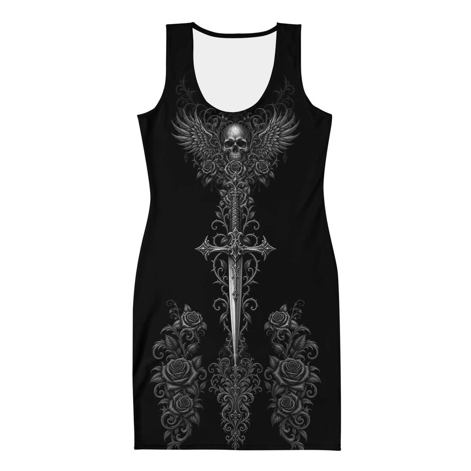 Gothic Tattoo Bodycon Dress - Image 5