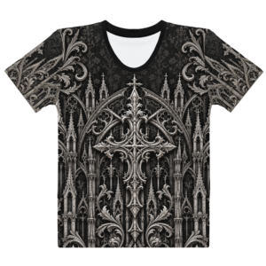 Sick Satisfaction Gothic Cathedral Cross Women’s All-Over Print T-Shirt